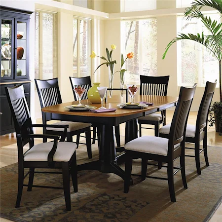 Double Pedestal Dining Table and Chair Set